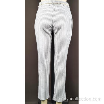 Ladie&#39;s Cotton Woven Striped Long Pant